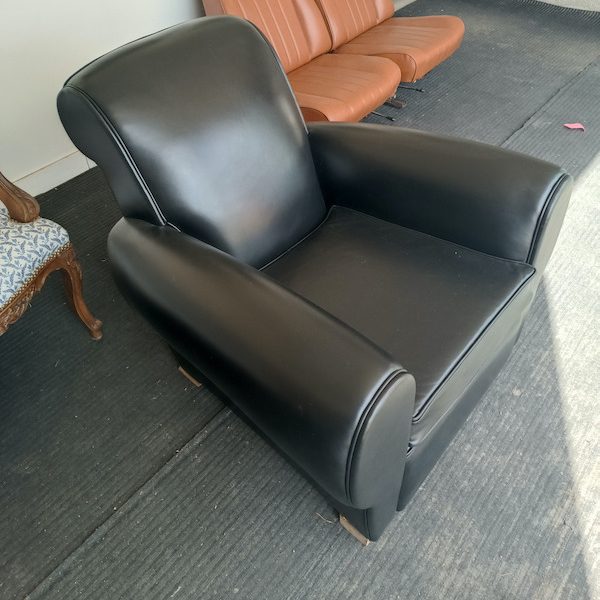 Fauteuil club en cuir noir